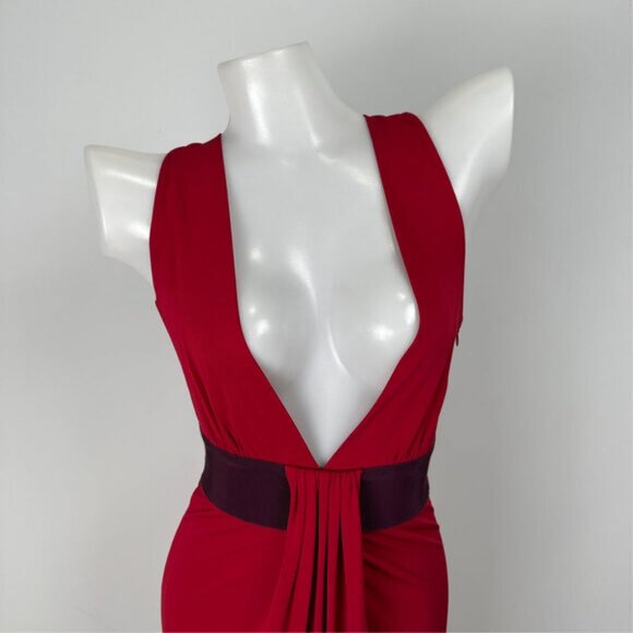 RED VALENTINO Red plunging Neckline Cocktail Dress Size S - Picture 2 of 8
